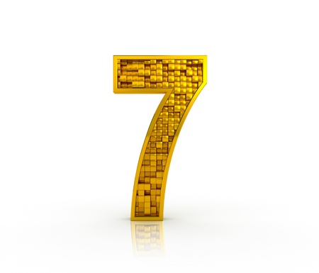 Number seven from golden cubesの写真素材
