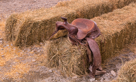 Leather cowboy saddleの写真素材