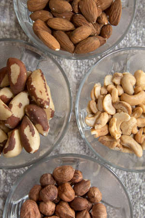Brazilian nuts, cashew nuts, hazelnuts and almondsの写真素材