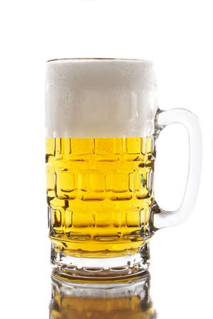 beer mug isolated on whiteの写真素材