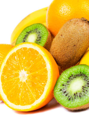 Tropical citrus fruits sliced in halfの写真素材
