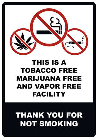 A4 Tobacco, Marijuana and Vapor free facility - No smoking signのイラスト素材