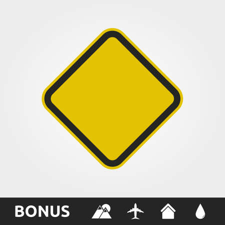 Blank Yellow Caution Warning Square sign isolated  on light background.のイラスト素材