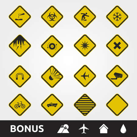 Caution/Warning Yellow Signs Squareのイラスト素材