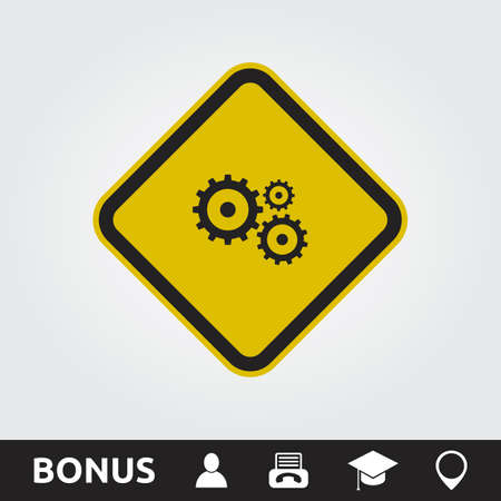 Caution Gears Square Signのイラスト素材