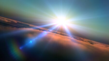 fly in clouds sunsetの写真素材