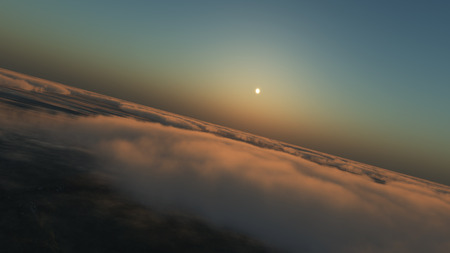fly in clouds sunsetの写真素材