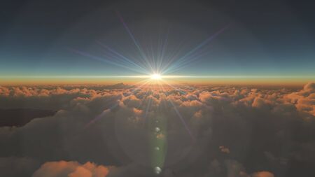 sunrise above in cloudsの写真素材