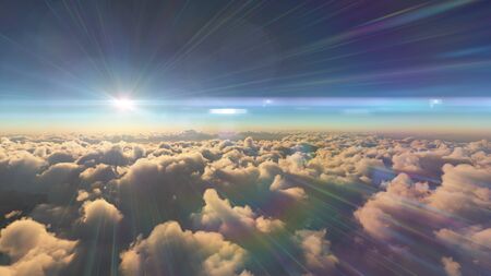 sunrise above in cloudsの写真素材