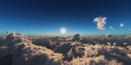 above in clouds sunsetの写真素材