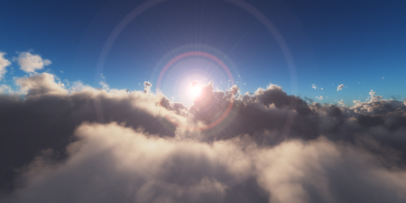 above in clouds sunsetの写真素材
