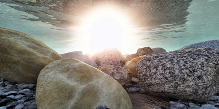 rock underwater macroの写真素材