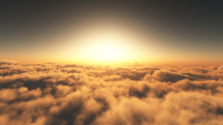 sunset over cloudsの写真素材
