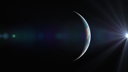 sunrise from planet orbit