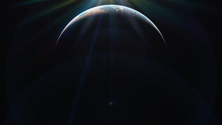 sunrise from planet orbit