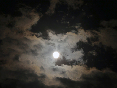 full moon night cloudsの写真素材