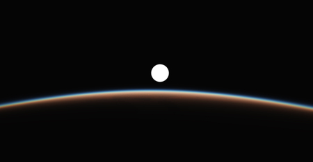 sunrise from planet orbit landscapeの写真素材