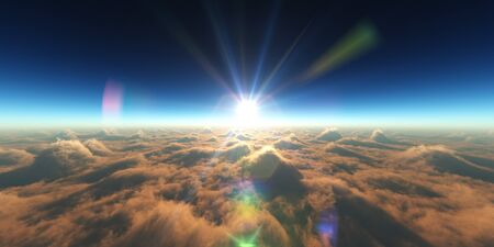 heaven, sunset over the cloudsの写真素材