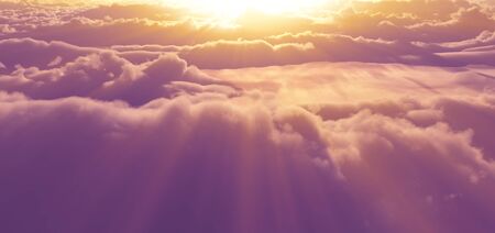 above clouds sunset god rayの写真素材