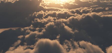 above clouds sunset god rayの写真素材