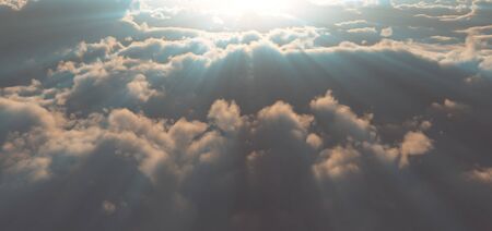 above clouds sunset god rayの写真素材