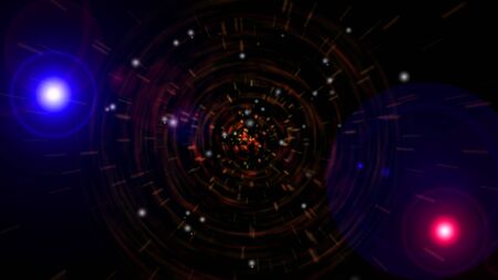 Abstract digital wormhole, particle light tunnel in space
