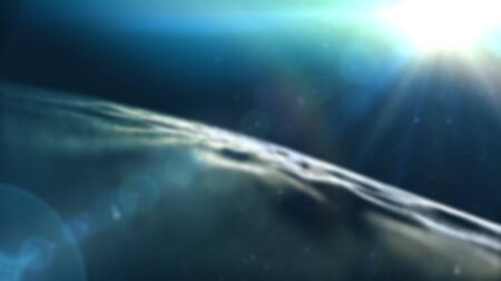 Star, sun with lens flare nebula in space, illustration renderの写真素材