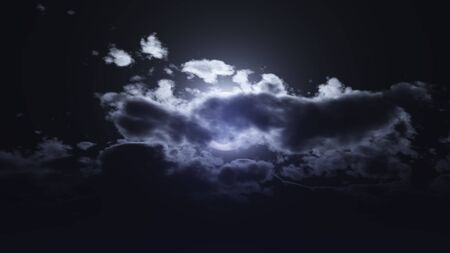 full moon at night cloud sky, 3d render illustration