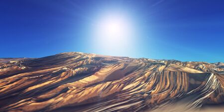 Dunes sunset over the desert. 3d rendering illustrationの写真素材
