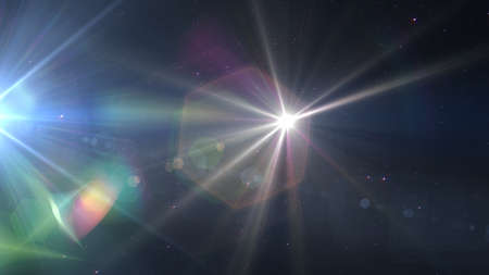 Glowing light with stars, flares and rays in outer space, illustration renderの写真素材