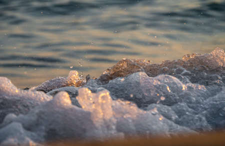 wave splash sea beach macro, close upの写真素材