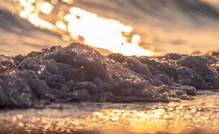 wave splash sea beach macro, close upの写真素材