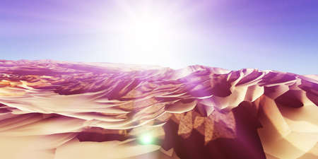 Dunes sunset over the desert. 3d rendering illustrationの写真素材