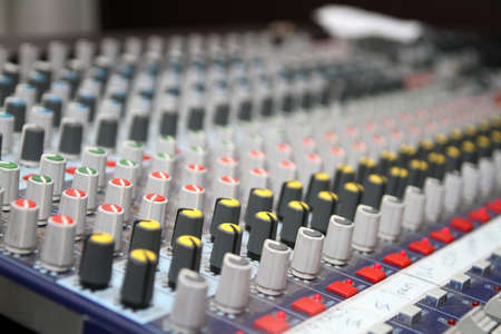 music mixer sound in studio, macro close upの写真素材