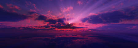 sunset calmly sea sun ray 3d render illustrationの写真素材