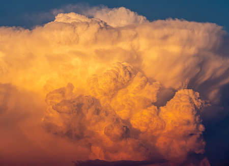 big dramatic orange clouds sunset, landscape
