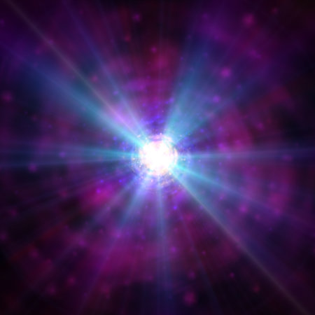 futuristic space particles in bright round energy structure illustration