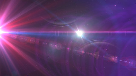 Glowing light with stars, flares and rays in outer space, illustration render