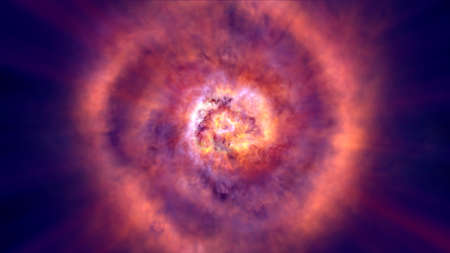 fire flame ball explosion in space, abstract illustrationの写真素材