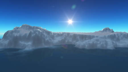 Ice berg on see, 3d render illustrationの写真素材