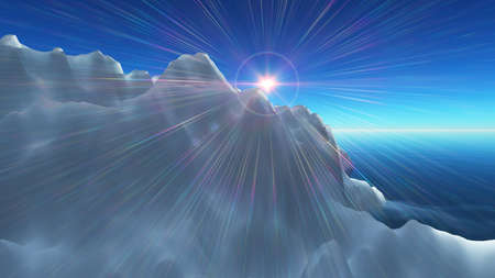 Ice berg on see, 3d render illustrationの写真素材