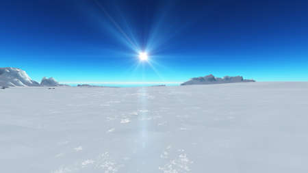 Ice berg on see, 3d render illustrationの写真素材