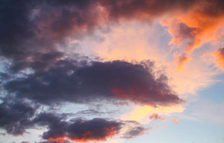 natural sunset clouds sky background, color panorama