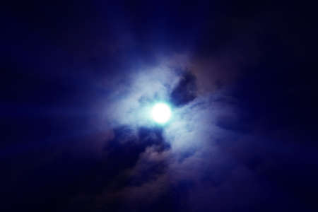 natural background full moon light ray clouds