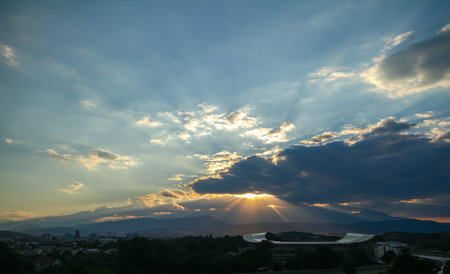 beautiful golden sunset sky landscape, natural background