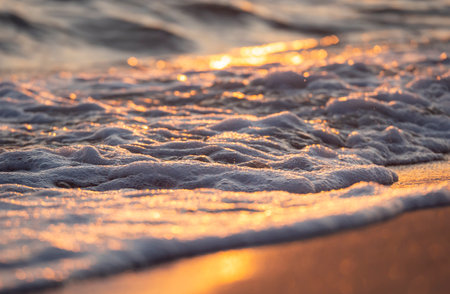 wave splash sea beach macro, close upの写真素材