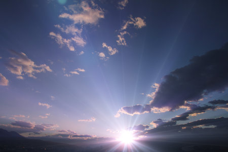 sunset sun ray light shine, natural background