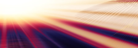 sunset sea palm landscape illustration, 3d render