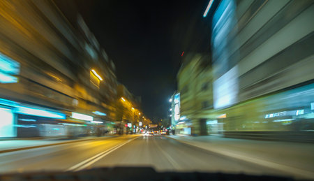 traffic night light city, long exposition