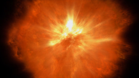 fire flame ball explosion in space, abstract illustration